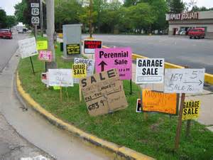 garage sale signs in the right of way