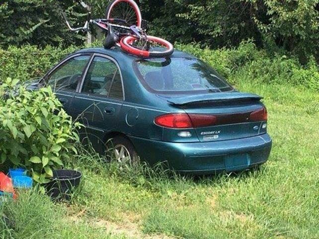  unlicensed vehicle parked in grass