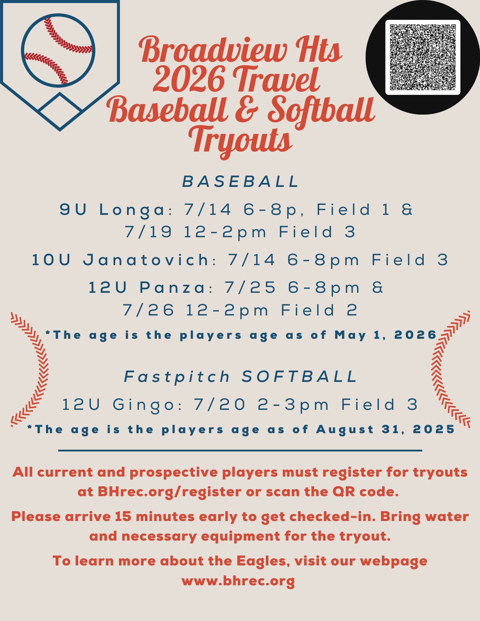 travel baseball softball tryouts